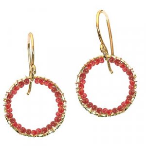 14K Gold Filled Pink Spinel Wrapped Hoop Earrings