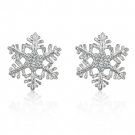 Rhodium Snowflake CZ Stud Earrings