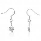 Rhodium Heart CZ Drop Earrings