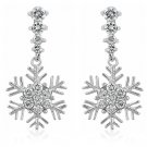 Rhodium Snowflake CZ Drop Earrings