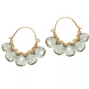 14K Gold Filled Green Amethyst Hoop Earrings