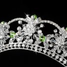 Silver Green Swarovski Crystal Flower Bridal Tiara