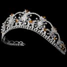 Silver Orange Swarovski Crystal Flower Bridal Tiara