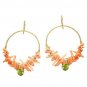 925 Sterling Silver Pink Coral Idocrase Hoop Earrings