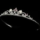 Silver Lilac Crystal Pearl Floral Bridal Tiara
