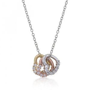 14K Gold Rose Gold Rhodium Hearts Necklace