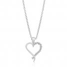 Classic Rhodium Necklace Heart CZ Pendant