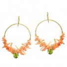 14K Gold Filled Pink Coral Idocrase Hoop Earrings
