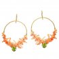 14K Gold Filled Pink Coral Idocrase Hoop Earrings