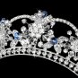 Silver Light Blue Swarovski Crystal Flower Bridal Tiara