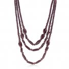 Brown Red Beaded Multi-Tier Necklace