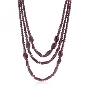 Brown Red Beaded Multi-Tier Necklace