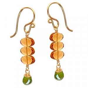 925 Sterling Silver Amber Idocrase Dangle Earrings