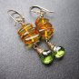925 Sterling Silver Amber Idocrase Dangle Earrings
