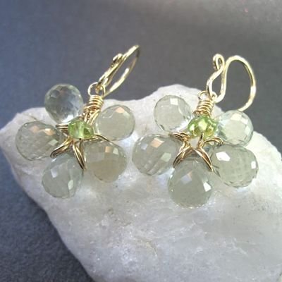 925 Sterling Silver Flower Green Amehtyst Earrings