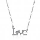 Rhodium Necklace Love CZ Pendant