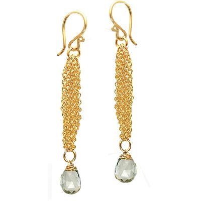 925 Sterling Silver Chain Green Amethyst Earrings