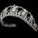 Silver Black Swarovski Crystal Flower Tiara