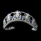 Silver Turquoise Swarovski Crystal Flower Bridal Tiara