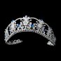 Silver Turquoise Swarovski Crystal Flower Bridal Tiara