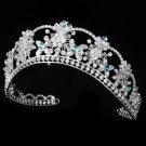 Silver Aqua Swarovski Crystal Flower Tiara