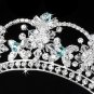 Silver Aqua Swarovski Crystal Flower Tiara