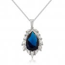 Sterling Silver Rhodium Sapphire CZ Necklace