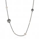 Freshwater Pearl Rose Black Fashion Necklace