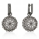 Black White Floral Enamel Drop Earrings