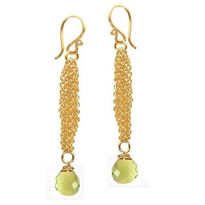 925 Sterling Silver Chain Lemon Quartz Earrings