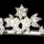 Silver White Pearl Crystal Flower Bridal Tiara
