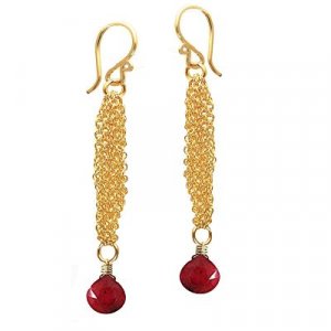 14K Gold Filled Chain Ruby Earrings