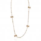 14K Gold White Pearl Bow Chain Necklace
