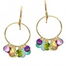 14K Gold Filled Multi Stone Hoop Earrings