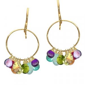 14K Gold Filled Multi Stone Hoop Earrings