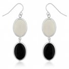 Rhodium Black Cream Drop Earrings