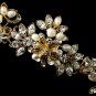 Gold Swarovski Crystal Pearl Floral Bridal Tiara