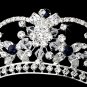 Silver Blue Swarovski Crystal Flower Bridal Tiara