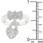 NEW White Gold Silver Ribbon Bow Dangling Heart Ring
