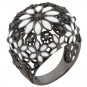 Antique Style Floral White Enamel Cocktail Ring