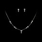 Silver Clear Crystal Dainty Necklace Earring Set