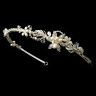 Silver Rhinestone Ivory Pearl Bridal Headband Tiara