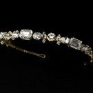 Gold Clear Rhinestone Crystal Bridal Headband Tiara