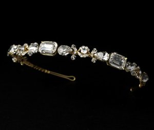 Gold Clear Rhinestone Crystal Bridal Headband Tiara