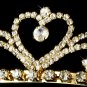 Gold Clear Rhinestone Crystal Heart Tiara Headband
