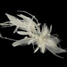 Bridal Ivory Feather Silver Rhinestone Headband Tiara