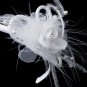 White Flower Feather Bridal Headband Tiara