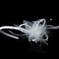White Flower Feather Bridal Headband Tiara