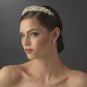 Gold Swarovski Crystal Ivory Pearl Tiara Headband