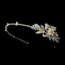 Silver Clear Rhinestone Ivory Pearl Headband Tiara